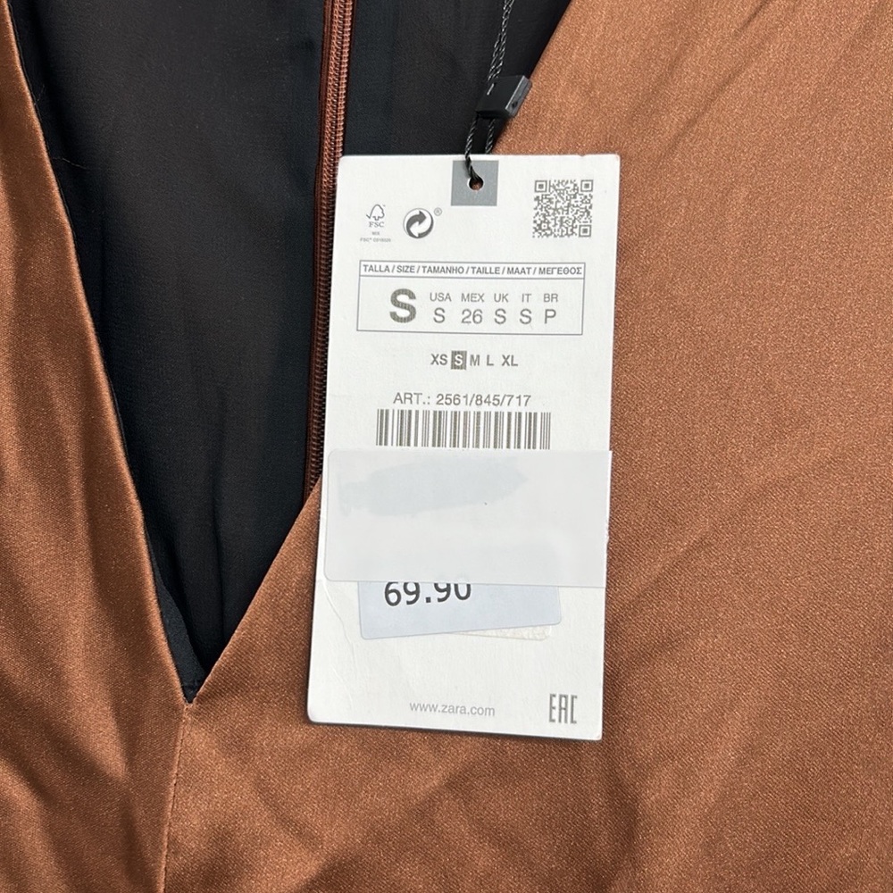 Zara | Brown Silk Zara Dress - Picture 8 of 8